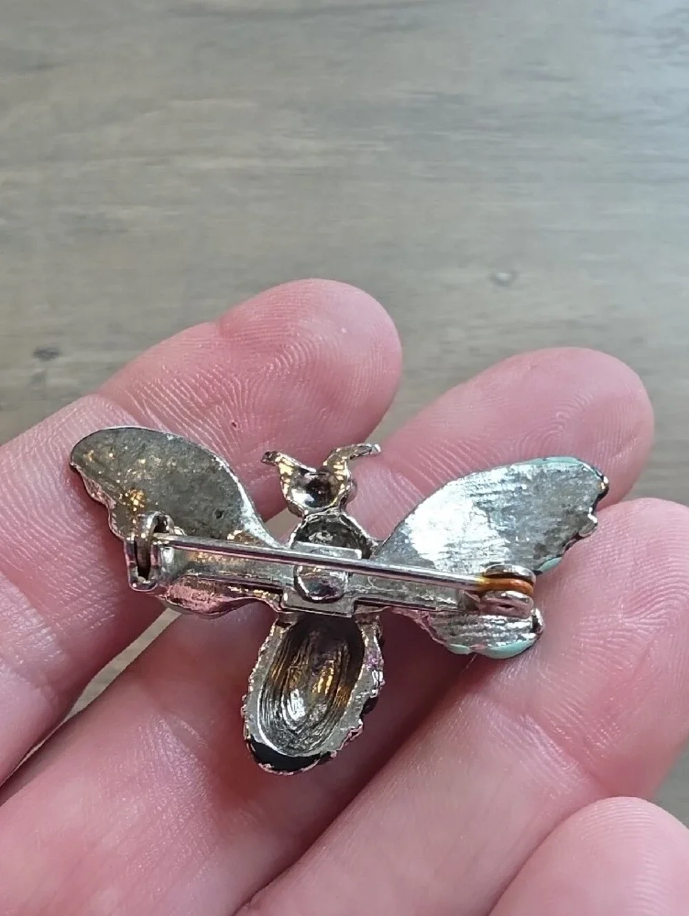 Decorative Turquoise and Pink Bee Accent Brooch